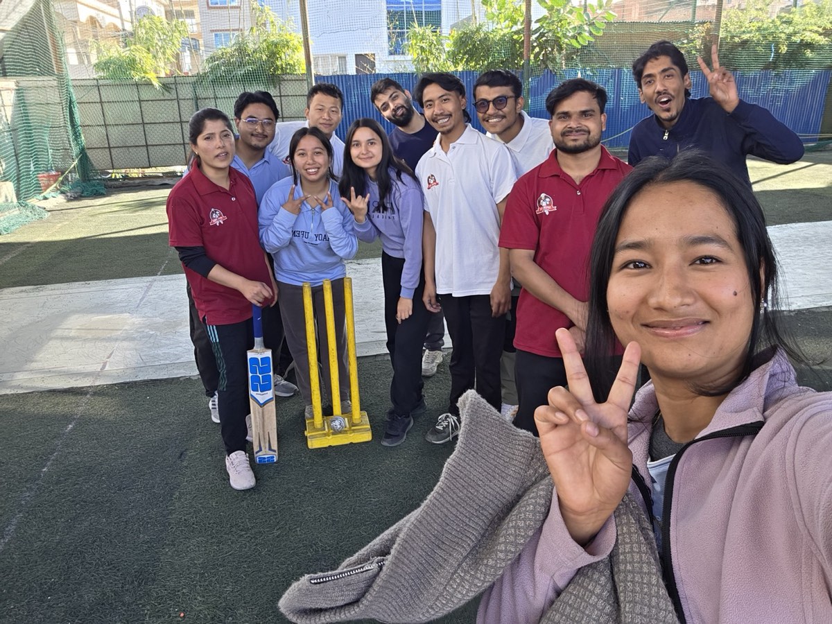 A team selfie on the cricket ground