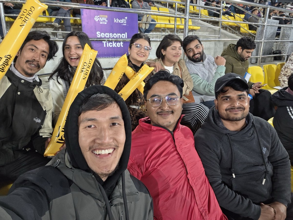 The VanarX team in the stands at a Nepal Premier League match