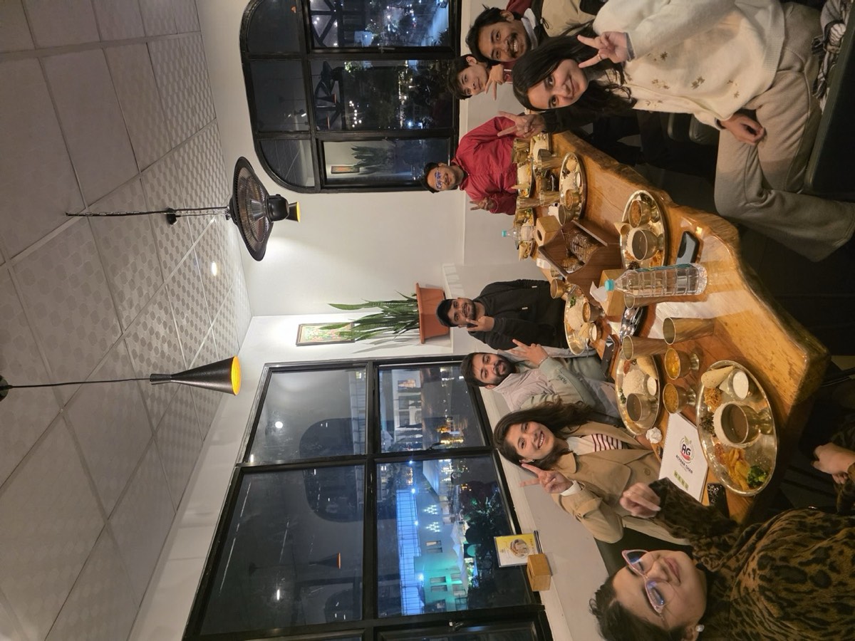 The team at dinner after the match